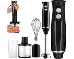 SOKANY Staafmixer 4 in 1 - 500 Watt - Hakmolen - Zwart - Maatbeker - Garde - Stille - Smoothie Maker