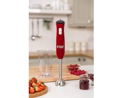 Staafmixer 2 snelheidsstanden vaatwasmachinebestendig mix-maatbeker 700 ml hakmolen blender smoothies soepen yoghurt sauzen babyvoeding rood-zwart