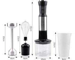 Staafmixer - 4 in 1 - 500w - Handmixer - Smoothie - 1L - 2 Snelheidstanden -