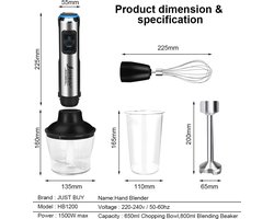 Staafmixer - 6 in 1 - Staafmixer set - 1500W - Zilver