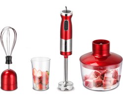 Swiss Pro+ - Multifunctionele staafmixer met blender en klopper - Wine Red - 700 W - RVS - mixer