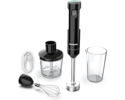 YOLO SHOP®-staafmixer-Draadloze variabele snelheid-Immersion Blender handheld oplaadbaar-met oplader-600ml vat-eiergarde- zwart