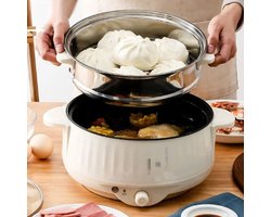 Multicooker - Rijstkoker - 1.7L - Multicooker - Rice Cooker - Slowcooker – Stoomkoker Dubbel – 220Watt – Stoomkoker – Stoompan- Zwart/ Zilver