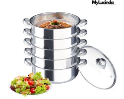 Mylucinda® - 5-Laags Roestvrijstalen Stoomkoker - Ø26cm - Duurzame Multi-Cooker voor Gezond Koken