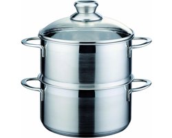 Stalen Stoompot – Stoompan – Stoomkokers – Stoomkoker Baby – Stoom Koker – met Pan -3.5L– 2-Delig - Zilver