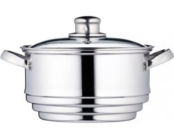 Stalen Stoompot – Stoompan – Stoomkokers – Stoomkoker Baby – Stoom Koker – met Pan - Diameter 16, 18 en 20 cm - Zilver