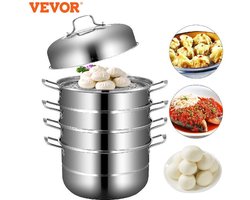 Vevor® Stoompot - Voedsel Steamer - Pan met Gehard Glas Deksel - 5 Lagen - ⌀ 30 cm