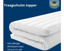 160x200 traagschuim topper - Matras topper 6 cm dik - Luxe wasbare hoes - Topdekmatras anti allergie - Druk verlagend