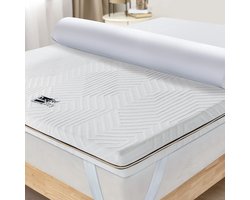 BedStory - Topper 140x200 - 7,5 cm dik - Topdekmatras - Bamboe Koudschuim Topmatras - Gel Topmatrassen - Wasbare Hoes met Rits - Ergonomisch design - Geschikt voor Alle Slaapposities