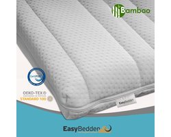 Easy Bedden Hotel Topper XL - 140x200 - HR45 Koudschuim - Hybrid - Stevig - Topdekmatras - circa 10 cm - Afritsbaar Wasbaar BAMBOO hoes -Topper Hotel XL - Anti Bacterieel - CertiPUR® en Oekotex gecertificeerd