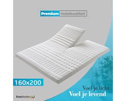 Easy Bedden SPLIT Topper matras 160x200 – Topdekmatras - HR45 Koudschuim – Antibacterieel - Orthopedisch Verantwoord - 4 Seizoenen - Premium Wasbare Afritsbare Hoes - circa 7 cm dik