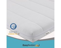 Easy Bedden Topmatras - 120x180 - Topper HR Koudschuim - Medium hardheid - Hybrid - Topdekmatras - circa 7 cm - Afritsbaar Wasbaar Tijk - Orthopedisch - Anti-allergisch - Topper Hotel XL - Anti Bacterieel - CertiPUR® en Oekotex gecertificeerd