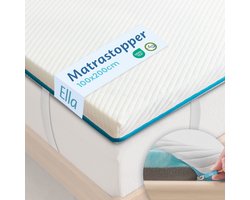 Ella® Topper 100x200 cm - Topdekmatras - Matrastopper - 2 laags, Gel Infused Traagschuim & Aircell-schuim - Topper Matras - Medium Hardheid