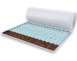 FDM® MALTA MET KOKOS Topmatras 160x200 cm - Koudschuim Topmatrassen Topper Tweepersoons - Hoogte 5 cm H4 - RavineBlue en Kokos - Ademend - Öko-Tex gecertificeerd - Afritsbaar hoes wasbaar - Antiallergisch en Ademende