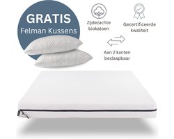 Felman® Basic Topper - Inclusief 2 Kussens - Topdekmatras - Anti Allergie - Ergonomisch - 6 cm dik - 180x200 cm