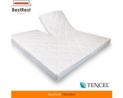 Topdekmatras - 160x200 - (MET SPLIT) Split Topper - Koudschuim - Topmatras - BestRest Bedden® - Tencel Hoes - Wit - Veerkrachtig