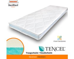 Topdekmatras Tencel  Flip Topper - twee hardheden - Duo - Topper 160x200cm - Traagschuim/ Koudschuim Hybride - 12cm dik - Orthopedisch