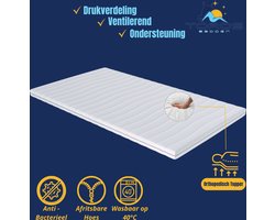 Topmatras - 120x200 - Topper Matras HR Koudschuim -Bamboo Hybrid - Topdekmatras - 9cm - Afritsbaar Wasbaar Tijk - Orthopedisch Purschuim - Anti-allergisch - Topper Hotel XL - Anti Bacterieel