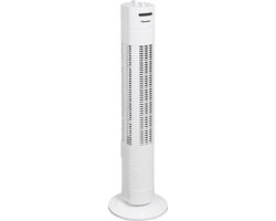 Bestron Torenventilator, Ventilator met 3 snelheidsstanden & 75° graden draaifunctie, incl. Timer, hoogte: 78 cm, 35W, AFT760W, kleur: wit