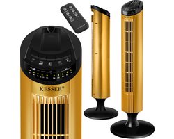 KESSER® Ventilator met Afstandsbediening en LED Display - Torenventilator met 3 snelheden en Timer - Zwart / Goud