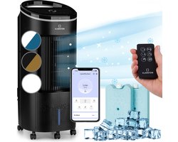 Klarstein - IceWind Plus Smart- Mobiele Luchtkoeler- 4-In-1 Aircooler- Stille Ventilator- Luchtbevochtiger & Nachtmodus- Airco Zonder Afvoerslang- Mobiele Airco Met Waterkoeling- 65 Watt- 330 M³/H Luchtstroom- Zwart