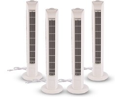 Top Wit Torenventilator 78cm | Set van 4 Stuks | Krachtige Staande Ventilator met 3 Snelheden en Oscillatie | Werkt Op 45W 220-240V/50Hz | Beste Ventilator voor Verkoeling en Luchtbehandeling