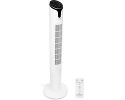 VONROC Luxe Ventilator - Torenventilator – hoogte 110 cm – Incl. afstandsbediening - 3 snelheden – zwenkfunctie - 15 uurs timer - wit