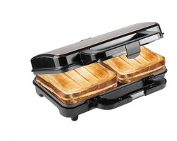 Bestron XL Tosti ijzer, Sandwich-toaster voor 2 sandwiches in schelpvorm, ideaal voor Amerikaanse sandwiches, inclusief automatische temperatuurregeling en gereedheidsindicator, kleur: Beige