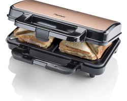 Bestron XL Tosti ijzer voor 2 Tosti's, Tosti apparaat met antiaanbaklaag & indicatielampje, 1000W, kleur: koper