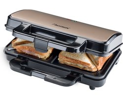 Bestron XL Tosti ijzer voor 2 Tosti's, Tosti apparat met antiaanbaklaag & indicatielampje, 1000W, kleur: wit/grijs