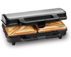 Broodrooster - Voor Extra Grote Sneetjes Brood En/of Amerikaanse XXL-Sneetjes - 900 Watt - Zilver En Zwart Van Kleur PC-TA 1092