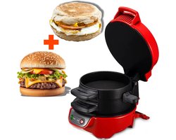 hamburger - hamburgermaker - hamburger maker - hamburgermachine - hamburger machine Broodrooster Hamburger - Mini Sandwich Maker - Panini Persmachine Ontbijt Burger Broodrooster 600w