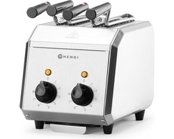 Hendi Tosti Apparaat - Broodrooster met Tostiklemmen - Professionele Croque-monsieur machine - Timer - 2 Tostitangen