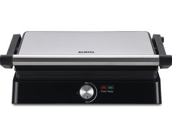 Kumtel TTM-03 Contactgrill | Anti-aanbaklaag | 2200W | Tosti ijzer | 105°/180° Opening | Grill apparaat | 29 x 23 cm | Zwart/RVS