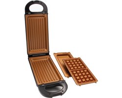 Livington FlipSwitch - Grill - Anti-aanbaklaag - Multifunctioneel - Vaatwasserbestendig - wafelijzer, tosti apparaat en grill