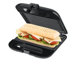 MOA Tosti apparaat - Tosti ijzer - Contactgrill - Sandwichmaker - Anti aanbaklaag - 20 x 22 cm - 750 watt - Zwart - SM01B