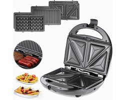 Monzana Grill Apparaat – 3 Verwisselbare platen Anti Baklaag – 800W