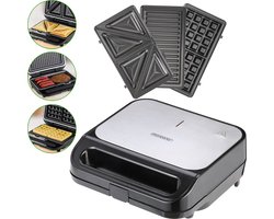 Monzana Sandwich Tosti Apparaat - 3 in 1 Afneembare Platen - Zwart