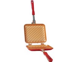 Red Copper Flipwich tosti- en panini-ijzer. Ideaal voor knapperige tosti's, panini's en meer. Met antiaanbaklaag, geschikt voor gas, keramisch en elektrisch koken. Compact, duurzaam en makkelijk schoon te maken. Perfect voor heerlijke maaltijden