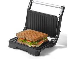 Royalty Line® PM1000 Tosti Apparaat - 180° Uitklapbaar Contactgrill - 1000W Panini Grill - 23 x 14.5cm Grilloppervlak - Antiaanbaklaag Toaster Grill - Tosti Ijzer - Croque Monsieur Toestel - Zwart