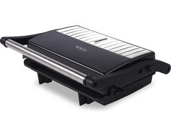 SOGO Tosti Apparaat - Grill apparaat - Contactgrill - 180°C Uitklapbaar - Anti-aanbaklaag - 1000W - RVS