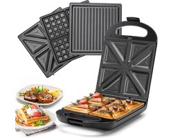 Taylor Swoden 3-in-1 Contact Grill - Tosti Apparaat - Wafelijzer - 3 Verwisselbare platen - Anti aanbaklaag - 1200W - Bruno 30ZHG