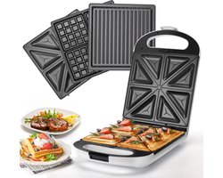 Taylor Swoden 3-in-1 Contact Grill - Tosti Apparaat - Wafelijzer - 3 Verwisselbare platen - Anti aanbaklaag - 1200W - Wit - 30NJC