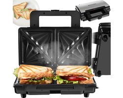 tectake® Tosti ijzer - 1000W - aluminium behuizing - Duo ijzer - tosti apparaat - anti aanbaklaag - sandwichmaker