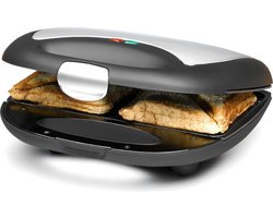 Tosti Apparaat - Sandwichtoaster - Gemakkelijk te Reinigen - Compact & Draagbaar - Aluminium Roestvrij Staal - Indicatielampje - Zwart