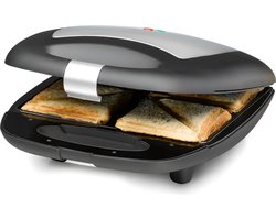 Tosti Apparaat - Sandwichtoaster - Geschikt voor 4 Tosties - Gemakkelijk te Reinigen - Compact & Draagbaar - Antikleefcoating - Zwart