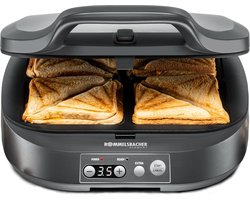 Tosti Apparaat voor 4 Sandwiches - met Display - Tosti IJzer met Anti Aanbaklaag - Contactgrill