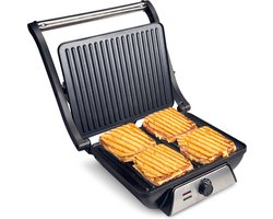 Tosti Apparaat XL voor 4 Tosti's met Temperatuurregeling - 2000W - Grill IJzer - Contactgrill - Panini - Apparaten - Uitklapbaar - Vivid Gree