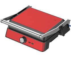 Westinghouse Retro Contactgrill - 29 x 24 cm - 180° voor dubbelzijdig grillen - 2200W - Tosti apparaat - Instelbare temperatuurregeling - Panini grill - Tosti ijzer - Rood