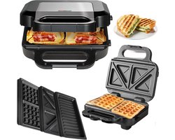 White-Label Tosti Apparaat - Broodrooster - Tosti Grill Apparaten - Zwart met Zilver